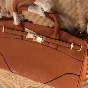 Vegan + Lead-free Camel Handbag.